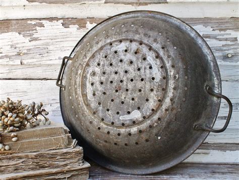 old metal straining box|antique strainer handles.